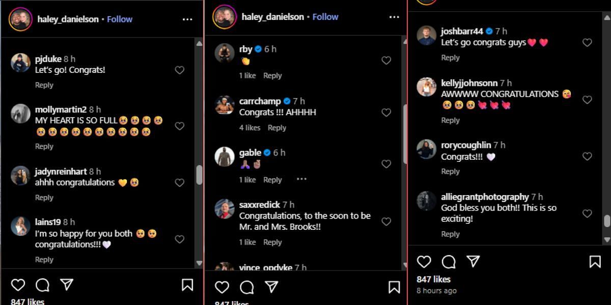 Screenshot of the Instagram post's comment section.